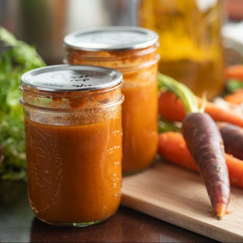 Canning Carrots Recipes, Canning Diva, Canning Carrots, Roasted Carrot Soup, Canned Carrots, Carrot Soup Recipes, Shaved Parmesan, Soup In A Jar, Quick Healthy Lunch