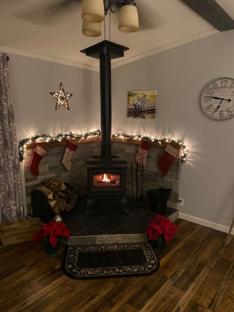 Wood burning stove 
Christmas decor 
Wood Cubby House Interior, Cubby House, Shed Ideas, Wood Burning Stove, Cubbies, Wood Burning, Stove, Christmas Decor, House Interior