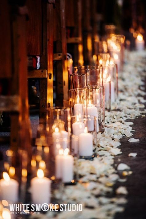 Candle Lit Isle, Candle Aisle Decor, Candle Lit Aisle, Candle Isle, Wedding Aisle Candles, Aisle Candles, Candle Lit Ceremony, Wedding Church Decor, Candle Lit Wedding