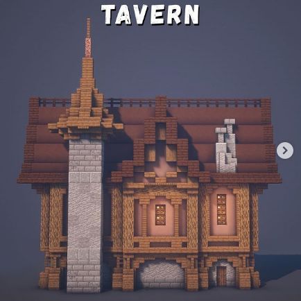 Tavern Minecraft Ideas, Minecraft Town House Ideas, Minecraft Enterence Ideas, Medieval Tavern Minecraft, Minecraft Tavern Build, Minecraft Tavern Ideas, Minecraft Medieval Builds, Minecraft Village Ideas Buildings, Medieval Minecraft Builds