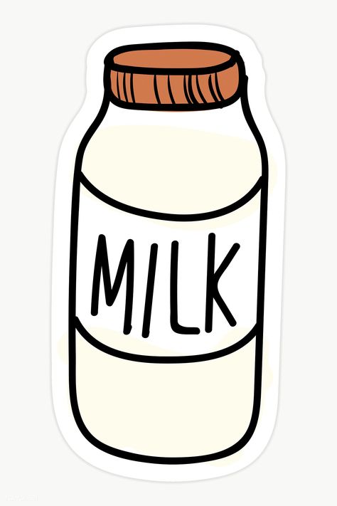 Bottle of milk isolated on transparent background | premium image by rawpixel.com / sasi Cute Milk Bottle, Milk Drawing, Milk Aesthetic, Milk Sticker, Bottle Of Milk, Sticker Food, Penanda Buku, Food Sticker, Preppy Stickers