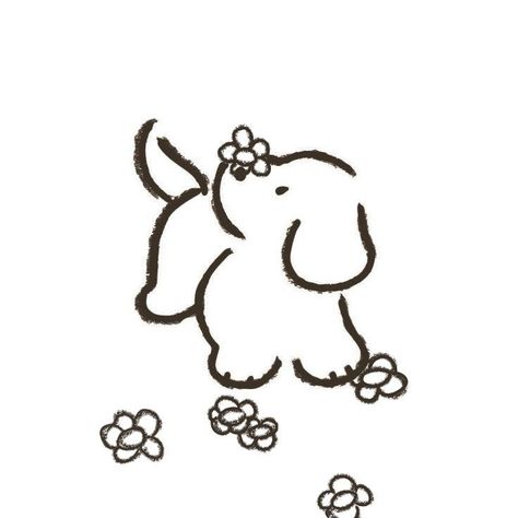 hippie dog+flower drawing Simple Animal Drawings Doodles, Dog Doodles Cute, Cute Small Dog Drawing, Cute Simple Dog Drawings, Simple Dog Doodle, Cute Dog Drawings Easy, Dog Doodle Tattoo, Aesthetic Things To Sketch, Coquette Doodles Aesthetic