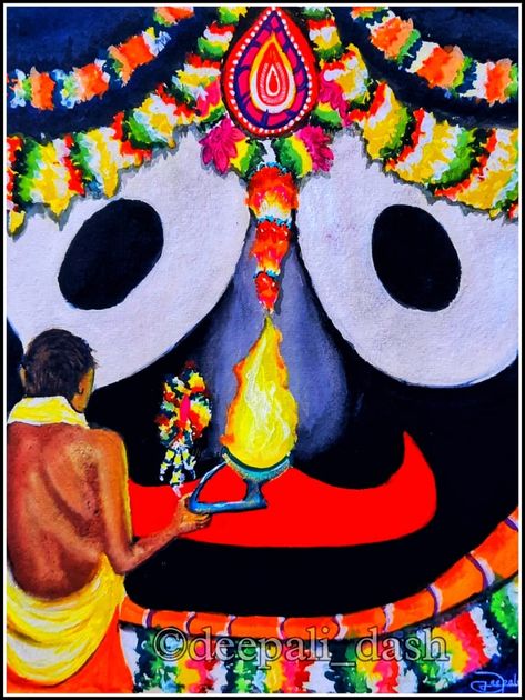 #Jagannathpuri #lordJagannath #watercolourart Jagannath Watercolor Painting, Jagganath Lord Painting, Jagannath Painting Easy, Jagannath Art, Jagannath Painting, Flower Mala, Jagannath Ji, Shree Jagannath, Big Gift Boxes