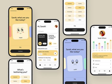 Ux Project Ideas, Cute App Design, Interface Design Mobile, Ux Mobile Design, Modern App Design, Self Care App, Ui Mobile Design, App Ux Design, App Design Ideas