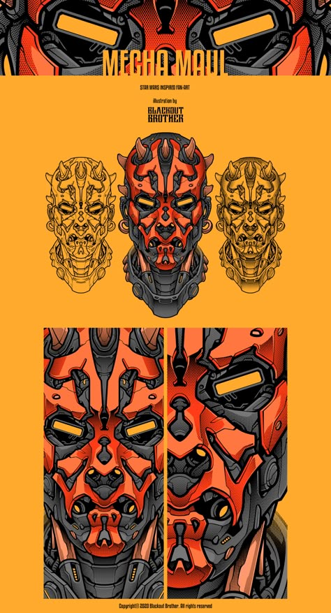 MECHA MAUL on Behance Darth Maul Fan Art, Lee Bermejo, Mirror Illustration, Cyborgs Art, Bicycle Cards, Flash Tattoo Designs, Darth Maul, Japanese Tattoo Art, Star Wars Inspired