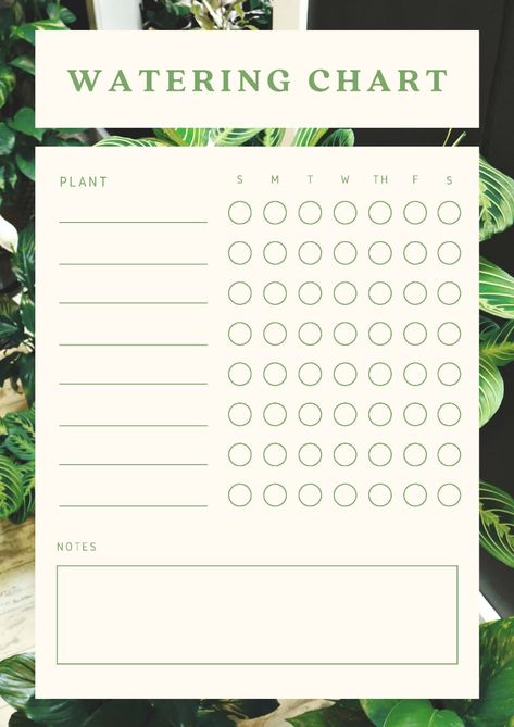 Printable Plant Watering Schedule Chart | Etsy Plant Watering Chart, Garden Watering Schedule, Plant Watering Schedule, Plant Notes, Plant Watering, Time Planner, Schedule Printable, Chart Template, Free Plants