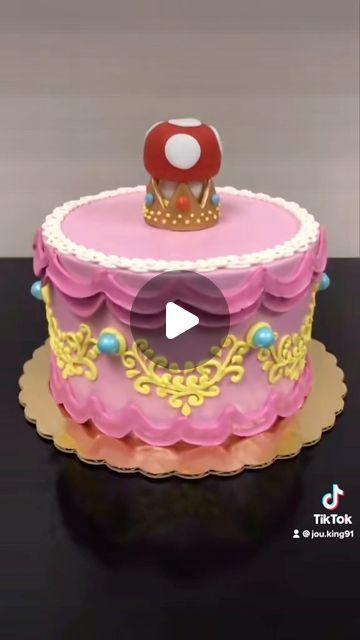 Princess Peach Cake, Peach Cake, Princesa Peach, August 19, Mario Bros, Bday Party, Princess Peach, Cake Decorating, Nintendo