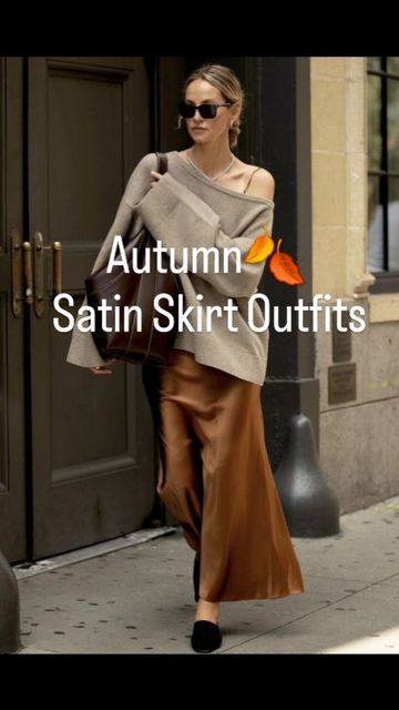 Silk Skirt Outfit Winter, Silk Skirt Outfit, Ck Fashion, Winter Skirt Outfit, Instagram Autumn, Satin Skirt, Silk Skirt, Skirt Outfits, Everyday Outfits