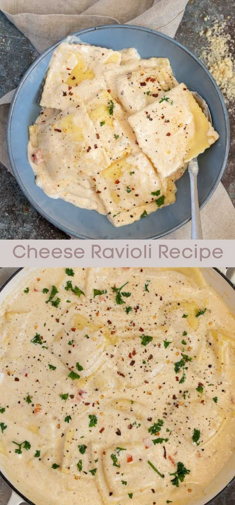 This creamy cheese ravioli will blow you away! Ravioli Dinner Ideas, Ravioli Sauce Recipe, Cheese Ravioli Recipe, Chicken Ravioli, Ravioli Soup, Ravioli Sauce, Ravioli Pasta, Homemade Ravioli, Ravioli Recipe