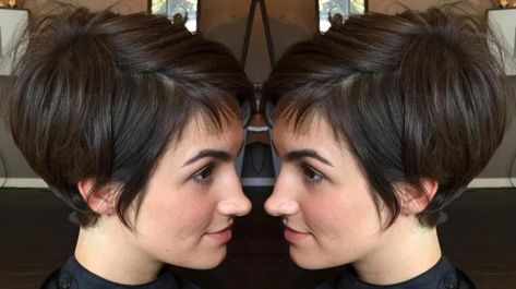 Hairstyles With A Side Part, Short Brown Hairstyle, Brown Short Hairstyles, Bob With Texture, Short Brown Haircuts, Short Brown Hairstyles, Brunette Pixie Cut, Haircuts To Try, Brunette Pixie