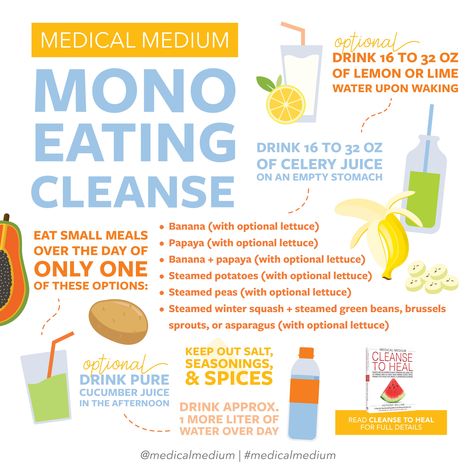 Medical Medium Mono Eating Cleanse: What To Consume Stomach Cleanse, Mono Meals, Mono Diet, Medical Medium Anthony William, Liver Cleanse Juice, Medium Recipe, Spiced Drinks, Steamed Green Beans, Anthony William