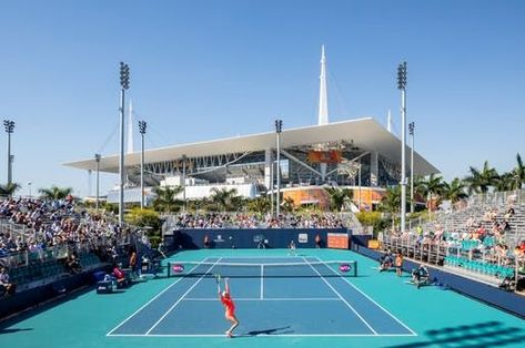 Miami Open Tennis, Tennis Stadium, Board Collage, Miami Open, Tennis Design, Vision Board Collage, Stadium Design, Design Miami, Tennis Tournaments