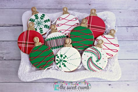 The Sweet Crumb Christmas Ornaments Christmas Cookies Decorated For Kids, Christmas Cookies Decorated Royal Icing, Christmas Ornament Cookies, Christmas Cutout Cookies, Christmas Sugar Cookies Decorated, Christmas Cookie Decorating, Decorated Christmas Cookies, Christmas Cookie Ideas, Royal Iced Cookies