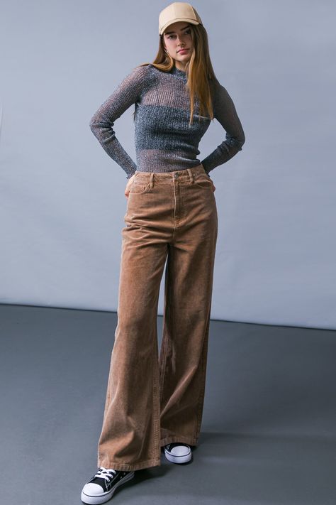 A corduroy pant featuring front closure, side pockets, wide leg and back pockets This season, make a statement in How Dare You Corduroy Pants. Crafted from luxuriously soft corduroy, these pants feature a front closure, side pockets and a wide leg cut that allows for maximum movement and comfort. Finer details include back pockets, adding a touch of sophistication to your look. Wear these pants to unlock a new level of class and style. Details Self : 75% Cotton 25% Polyester Size & Fit - Model i Regulus Black Clothes Aesthetic, Maroon Corduroy Pants Outfit, Light Brown Corduroy Pants Outfit, How To Style Corduroy Pants, Brown Velvet Pants Outfit, Beige Corduroy Pants Outfit, Brown Courdory Pants Outfit, Brown Corduroy Pants Outfit, Teaching Fits