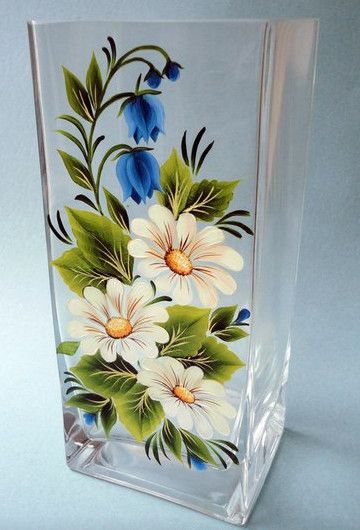 Glass Painting Patterns, Painted Glass Bottles, Painted Glass Vases, Glass Painting Designs, Flowers Painted, Wine Glass Art, Wine Bottle Art, Glass Bottles Art, Hand Painted Wine Glasses