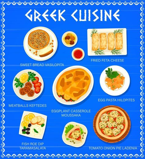 Greek Menu Design, Menu Page Design, Greek Taverna, Greek Menu, Advertisement Design, Pinterest Contest, Design Page, Food Charts, Vector Banner