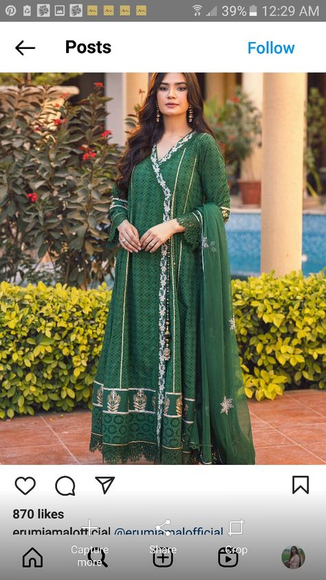 Chikankari lawn angrakha long frock with thread embroidered borders and laces Angrakha Frock, Long Frock, Long Frocks, Fashionista Clothes, Pakistani Dresses, Borders, Lawn, Thread, Lace