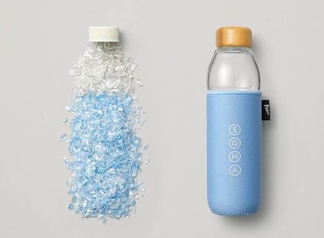 Ocean Plastic Bottle: SOMA x Parley for the Oceans Recycle Water Bottles, Foldable Water Bottle, Collapsible Water Bottle, Travel Water Bottle, Drinking Fountain, Reusable Water Bottles, Reduce Reuse Recycle, Reusable Bottle, Plastic Pollution