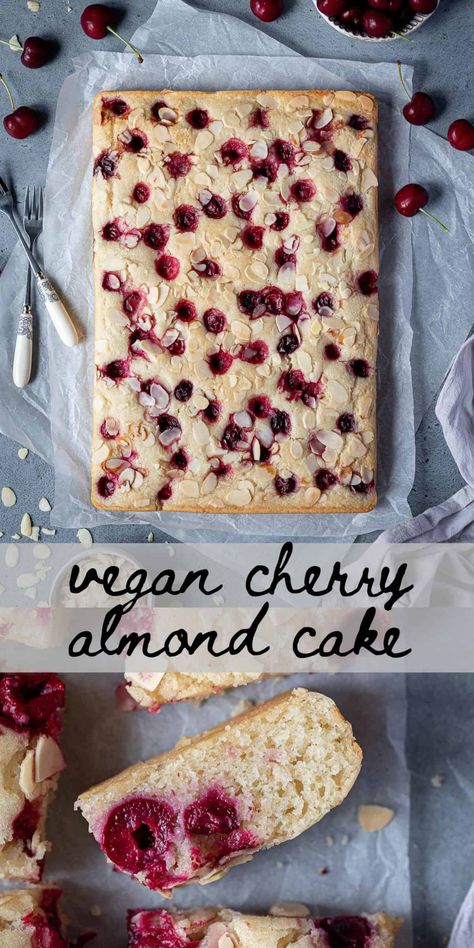 Vegan Cherry Almond Cake, Domestic Gothess Recipes, Vegan Almond Dessert, Vegan Cherry Cheesecake, Italian Vegan Dessert, Vegan Date Dessert, Vegan Cherry Recipes, Vegan Cherry Cake, Vegan Cherry Desserts