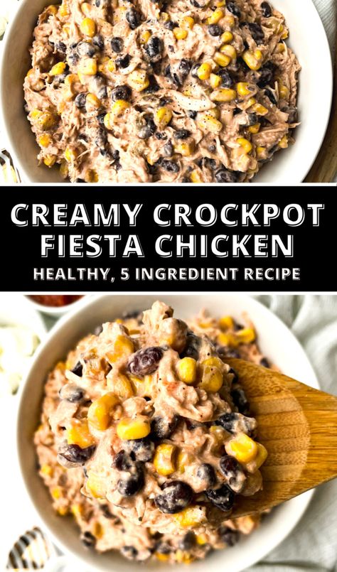 Crockpot Fiesta Chicken, Fiesta Chicken Crockpot, Crockpot Meal Prep, Chicken Crockpot Recipes Healthy, Fiesta Chicken, Easy Crockpot Dinners, Chicken Healthy, Crockpot Dishes, Healthy Dinner Recipes Chicken