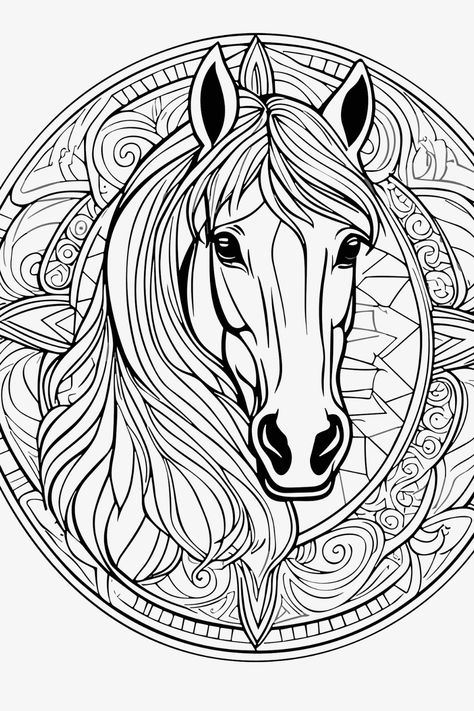 Majestic horse mandala coloring page part of an Animal coloring  mandala book for sale on Amazon Animal Mandala, Adults Coloring, Wild Kingdom, Mandala Coloring Books, Animal Designs, Coloring Book For Adults, Soothing Colors, Animal Coloring Pages, Mandala Coloring