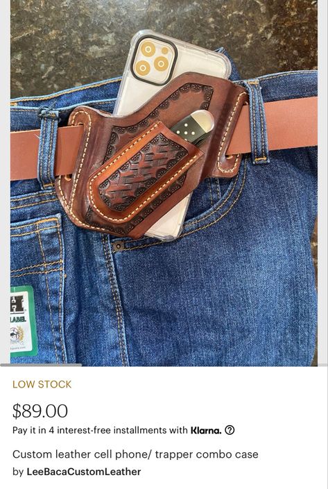 Leather Phone Holster Pattern, Ariat Belts, Leather Holster Pattern, Leather Phone Case Handmade, Diy Leather Tools, Leather Knife Sheath Pattern, Diy Leather Working, Handmade Leather Work, Leather Phone Pouch