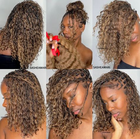 Blonde Knotless Boho Bob, Brown Boho Bob Knotless Braids, Blonde Short Boho Knotless Braids, Color 30 Hairstyles, Shirt Boho Knotless Braids, Blonde Boho Bob, Coloured Boho Braids, Blonde Boho Knotless Braids Bob, Boho Braids With Blonde Highlights