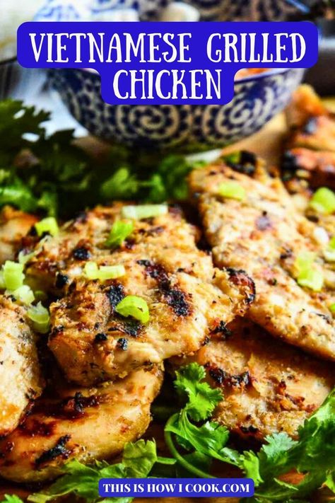 Vietnamese Grilled Chicken is so luscious. With just a few ingredients, this spice rub makes your taste buds sing! Perfect for banh mi's noodle bowls or just over rice, this garlic pepper chicken with a hint of sweet is perfect for any meal! #Vietnamese GrilledChicken #VietnameseRecipes #VietnameseFood Vietnamese Grilled Chicken, Garlic Pepper Chicken, Cinnamon Chicken, Broiled Chicken, Pepper Chicken, Spice Rub, Banh Mi, Chicken Stuffed Peppers, Noodle Bowls