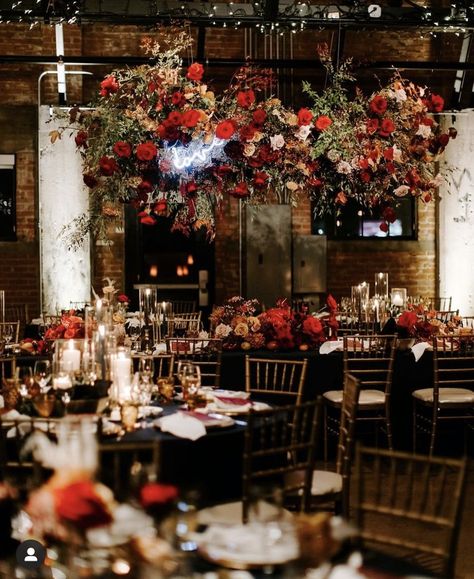 Italian Glam Wedding, Dark Fairytale Wedding Ceremony Decor, Moody Fairytale Wedding, Red And Black Wedding Aesthetic, Persephone Wedding Theme, Moody Red Wedding, Moody Maximalist Wedding, Dark Red And Gold Wedding, Red Black And Gold Wedding Theme