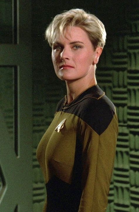 Denise Michelle Crosby (born November 24, 1957) is an American actress and model, best known for portraying Security Chief Tasha Yar mainly in season one of Star Trek: The Next Generation, and Yar's daughter, the half-Romulan Commander Sela, in subsequent seasons. She is also known for her numerous film and television roles, and for starring in and producing the film Trekkies. Tasha Yar, Jaclyn Smith Charlie's Angels, Star Trek Crew, Star Trek Models, Star Trek The Next Generation, Hair Icon, Star Trek Ships, The Next Generation, Tv Stars