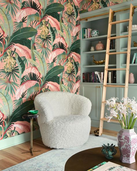 Old Florida Decor, Office Goals, Instagram Office, Tropical Interior Design, Hotel Concept, Project Portfolio, Florida Style, Office Makeover, Built In Bookcase