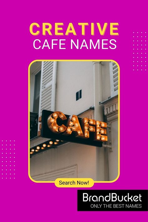 This curated and catchy list of cafe name ideas will give you the inspiration you need to get started with your own cafe business. Check out the names! Cafe names ideas, cafe names ideas logo, Cafe names ideas creative, Cafe names ideas inspiration, Cafe names ideas coffee, Cafe name design, Cafe name board, food business name, premium domain names, business name generator, business names, name generator, short brand name, business name ideas unique Cafe Names Ideas Inspiration, Unique Cafe Name Ideas, Aesthetic Cafe Names, Unique Cafe Names, Cafe Names Ideas Logo, Cafe Names Ideas Creative, Coffee Shop Logo Ideas, Parlour Names, Cafe Names Ideas