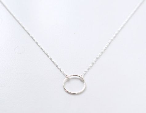 Halo necklace sterling silver open circle ring simple por edor Open Circle Ring, Delicate Silver Necklace, Rosary Jewelry, Silver Necklace Simple, Halo Necklace, Ring Simple, Circle Ring, Layered Jewelry, Circle Necklace