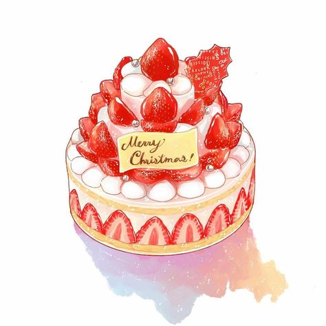 Strawberry Art, Cake Drawing, Cake Illustration, Baking Art, Paint Brush Art, Cute Food Drawings, Deal With The Devil, Food Drawing, Strawberry Cake