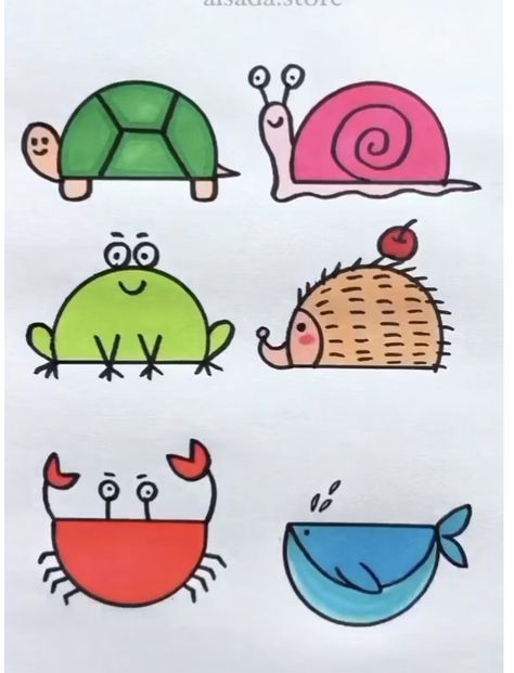 Simple Doodles Animals, Doodle Art Animals Simple, Simple Animal Doodles, Doodle Animals Step By Step, Quick Animal Doodles, Simple Doodles Sea Creatures, Forest Animal Doodles, Cool Drawings For Kids, Plant Doodle