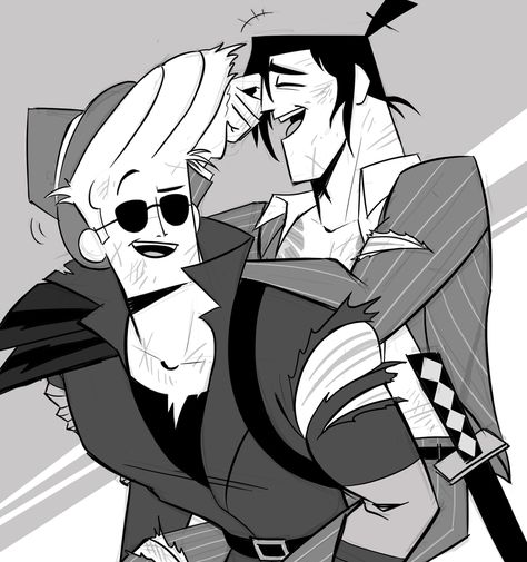 these two make such a cute pairing, its the "best friends who should be gay" pairing Samurai Bravo, Cartoon Network Fanart, Johnny Bravo, Nickelodeon Cartoons, Ship Drawing, Samurai Jack, Cartoon World, Cartoon Crossovers, Comic Collection