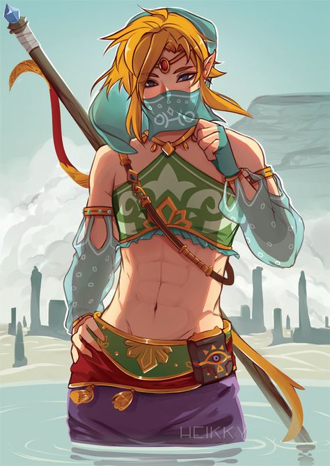 Gerudo Link by Heikky Sidon Zelda, Gerudo Link, Link Botw, Link Cosplay, Botw Zelda, Art Geek, Link Art, Link Zelda, Zelda Art