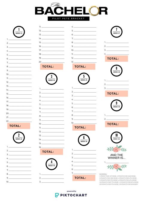 A DIY BRACKET FOR THE BACHELOR PILOT PETE SEASON 24 FOR YOUR VIEWING PARTIES!  #THEBACHELOR #DIYBACHELORBRACKET #BACHELORSEASON24 #PILOTPETE #PETERWEBER #THEBACHELORPILOTPETE Bachelor Viewing Party Ideas, Bachelor Bracket, Bachelor Watch Party, Bachelor Viewing Party, Bachelor Games, Rose Night, Bachelor/bachelorette Party, Viewing Party, The Bachelor
