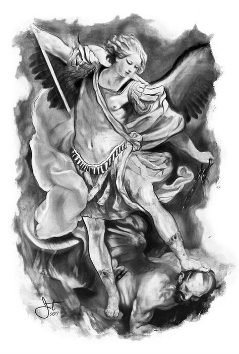 Saint Michael Pencil Drawing. St Michael Drawing, Saint Michael Statue, Archangel Michael Tattoo, St Michael Tattoo, Archangel Tattoo, Christ Tattoo, Statue Tattoo, Jesus Tattoo, Religious Tattoos