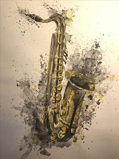 Saxophone, Aquarell, Sketch, A3, Zeichnung, Art… Saxophone Art, Jazz Art, Music Artwork, Musical Art, Art Music, Music Art, Musical Instruments, Musical, Art Painting