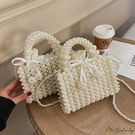 Bird in Bag - Beaded retro fashion sweet pearl handheld drawstring bow single shoulder personality crossbody female bags Charm Bracelets For Girls, Hand Beaded Bag, Designer Crossbody Bag, Luxury Tote Bags, Pearl Clutch, Beaded Evening Bags, Pearl Bag, Handbags Designer, Wedding Bridal Party