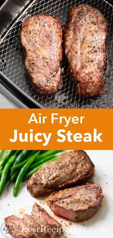 Steak Diner, Steak In Air Fryer, Air Fryer Recipes Healthy Low Carb, Air Fryer Steak, Cooks Air Fryer, Air Fried Food, Air Fryer Oven Recipes, Fried Steak, Diner Recept