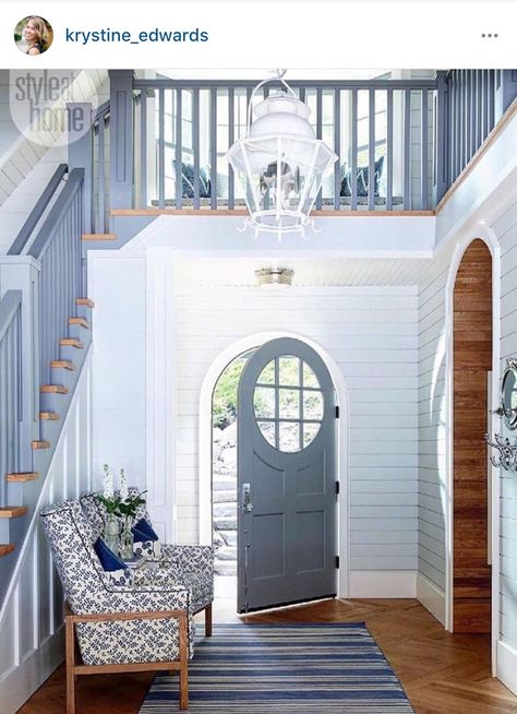 Entry Coastal Doors, Stile Joanna Gaines, Cottage Style Interiors, Smart Tiles, Casa Container, Beach Cottage Style, Design Seeds, Nautical Home, Cool Ideas