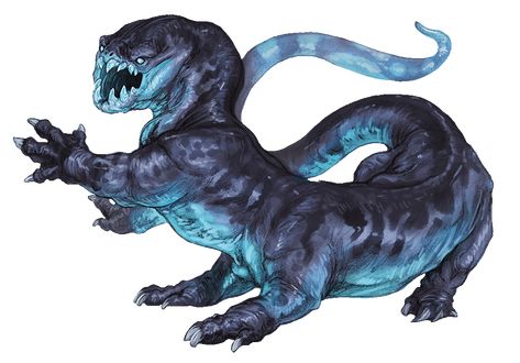 The frost salamander is a dangerous creature with its sharp claws and bone-chilling frost breath. Their unmatched speed and expert burrowing abilities will prove them to be a challenging threat for any adventuring party. D D Monsters, Dnd Monsters, Cool Monsters, Dnd Art, Fantasy Monster, Dungeon Master, Creature Design, Creature Art, Roleplaying Game