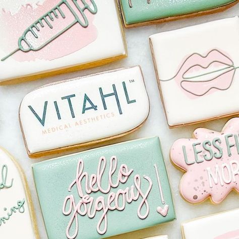 Melissa Parker on Instagram: "Hello Gorgeous!! I had so much fun making these for the @vitahlmed grand opening! #botoxcookies #grandopening #butfirstbotox #spacookies #nashvillecookies #nashvillesmallbusiness #nashvillemoms #lessfiltersmorefillers" Medical Spa Open House Ideas, Medical Spa Grand Opening Ideas, Medspa Open House Ideas, Medical Spa Grand Opening, Spa Grand Opening Party Ideas, Grand Opening Salon Ideas, Med Spa Grand Opening Ideas, Med Spa Grand Opening, Grand Opening Gift Ideas