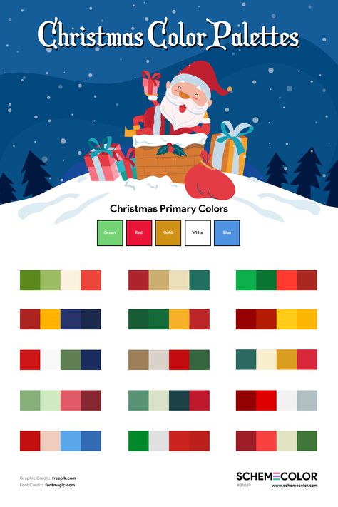 #christmas #xmas #red #green #blue #gold #colorscheme #colorpalette Vintage Christmas Colors Palette, Christmas Pantone Colour Palettes, Xmas Colour Palette, Christmas Color Pallettes, Blue Red Green Color Palette, Non Traditional Christmas Colors, Christmas Pallete Color, Christmas Colors 2023, Christmas Colors 2024