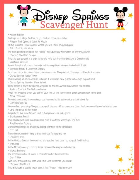 Disney Themed Scavenger Hunt, Disney Springs Scavenger Hunt, Disney Scavenger Hunt Clues Surprise, Disney World Scavenger Hunt, Disney Scavenger Hunt, D2 Summit, Disney 2025, Disney Activities, Entertaining Kids