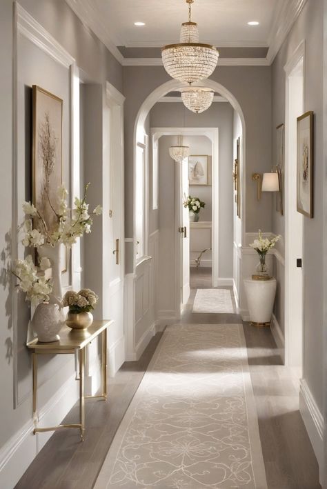 1. HallwayDecor
2. InteriorDesignInspiration
3. PaintFinishIdeas
4. HomeRenovationTips Home Decor With Character, Modern Classic Hallway, Best Color For Hallway, Timeless Elegant Home Decor, Hallway Color Ideas Painting, Modern Vintage Hallway, Front Room Colours, Dream House Hallway, Large Hallway Decorating Ideas