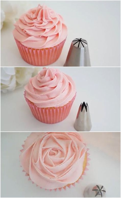 Cupcake Decorating Tips, Cake Decorating Icing, Cake Decorating For Beginners, Buttercream Cake Decorating, Cupcake Cake Designs, Cupcakes Decorados, Baking Soda Beauty Uses, Icing Tips, Cake Decorating Piping