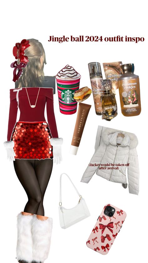 Christmas outfits, concert outfits, jingleball, Christmas, Santa, outfit inspo, concert inspo Jingle Ball Outfits, Jingle Ball Outfit Ideas Concert, Jingle Ball Concert Outfit Ideas, Jingle Ball Outfit Ideas, Christmas Concert Outfit, Mariah Carey Concert, Ball Outfits, Ball Outfit, Brett Eldredge